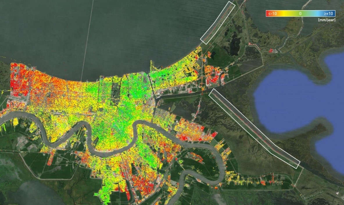 Typical InSAR image taken of the Greater New Orleans area.